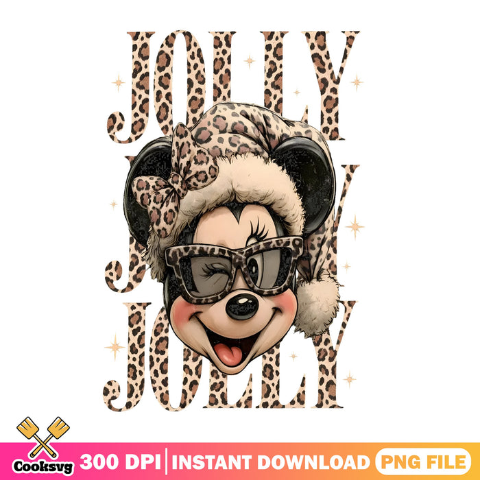 Minnie Jolly Leopard PNG, Santa Hat Shades PNG, Disney Christmas PNG