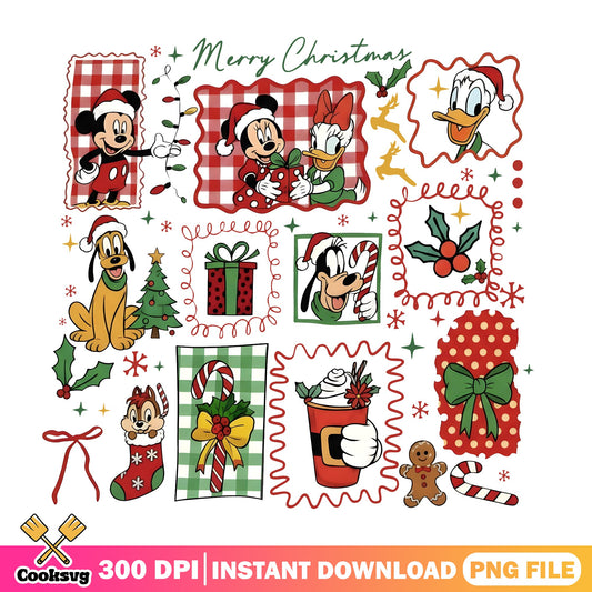 Disney Plaid Christmas PNG, Mickey Minnie PNG, Santa Stocking PNG