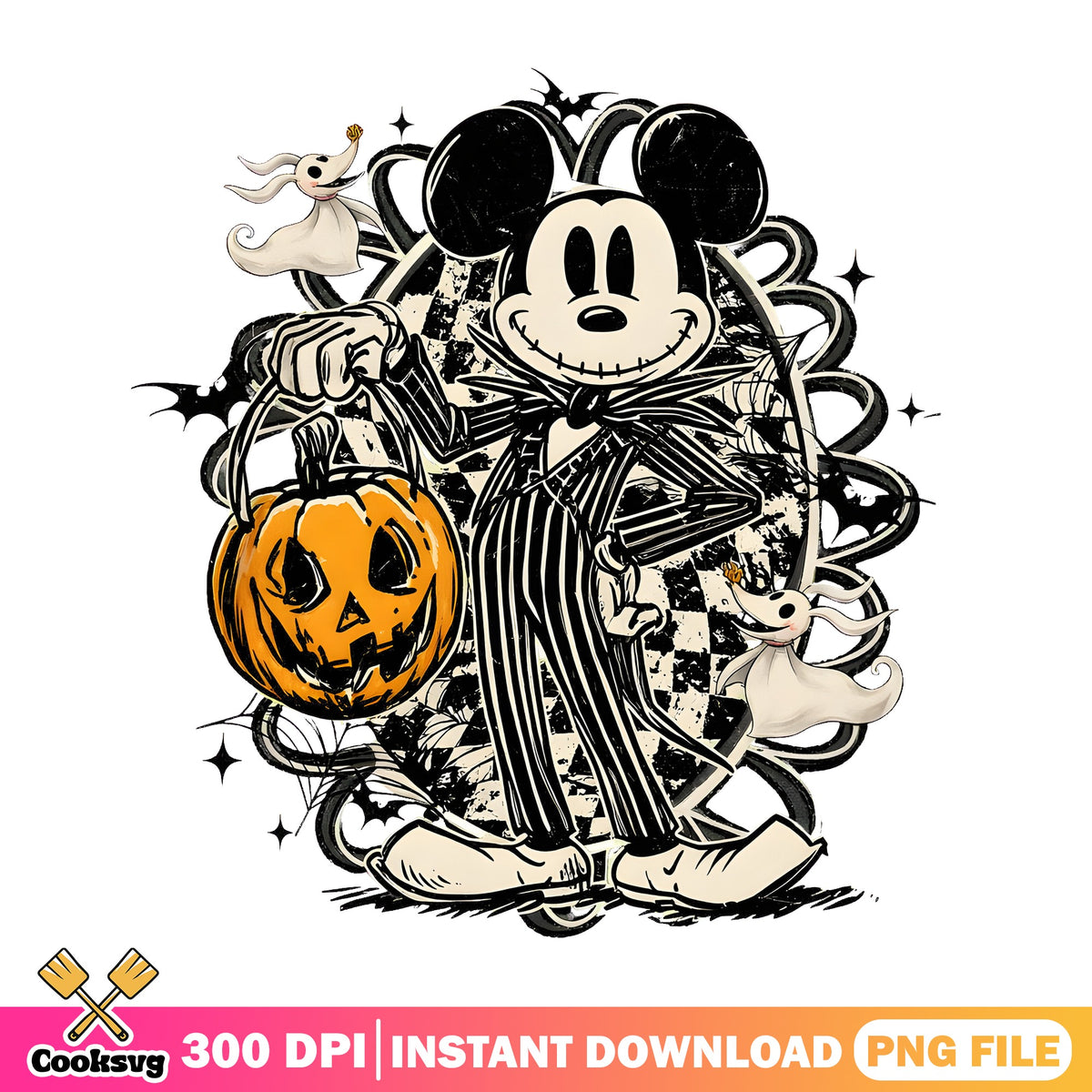 Mickey Jack Skellington PNG, Nightmare Mickey PNG, Zero Ghost Dog PNG