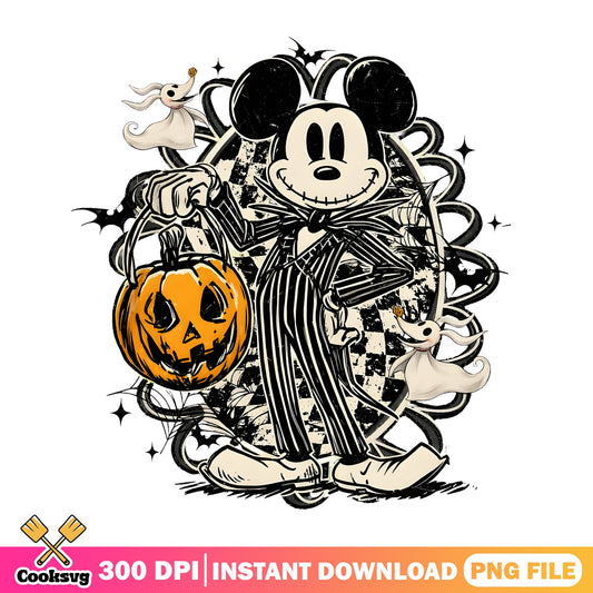 Mickey Jack Skellington PNG, Nightmare Mickey PNG, Zero Ghost Dog PNG