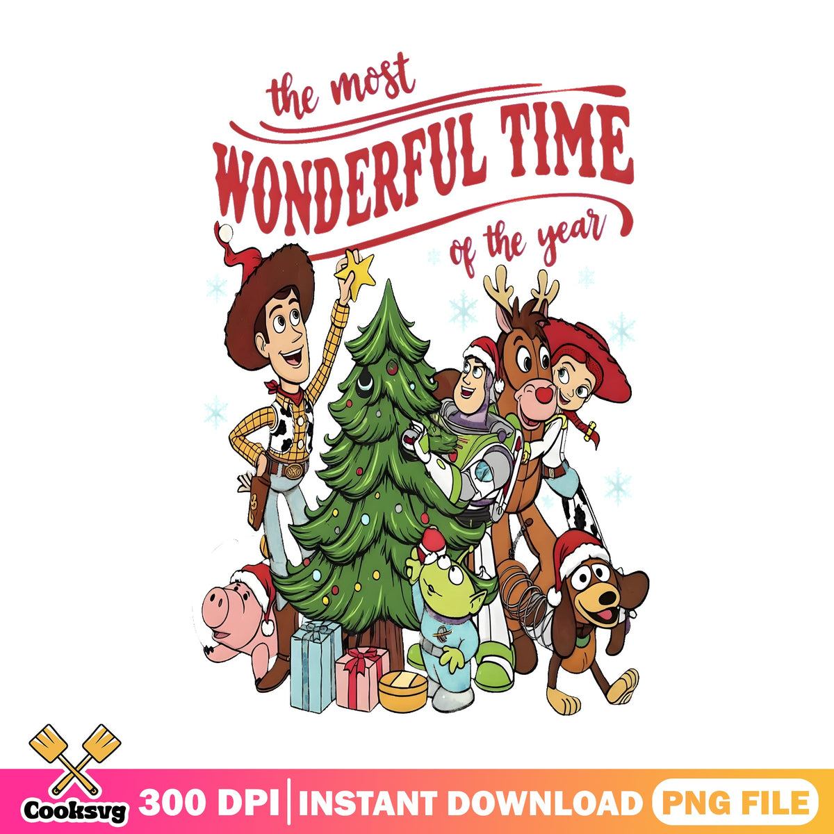Toy Story Most Wonderful Time Tree PNG, Woody Buzz PNG, Slinky Dog PNG