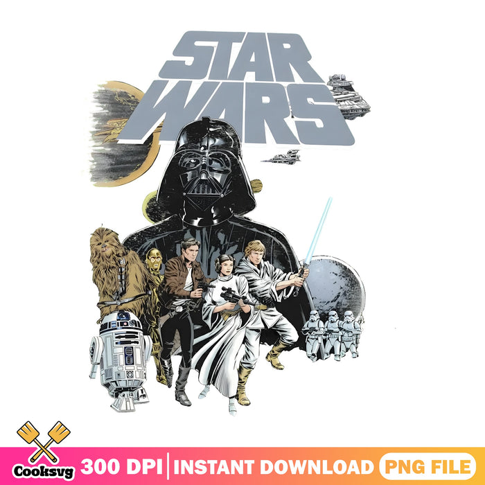 Vintage Star Wars Poster PNG, Darth Vader PNG, Luke Leia Han PNG