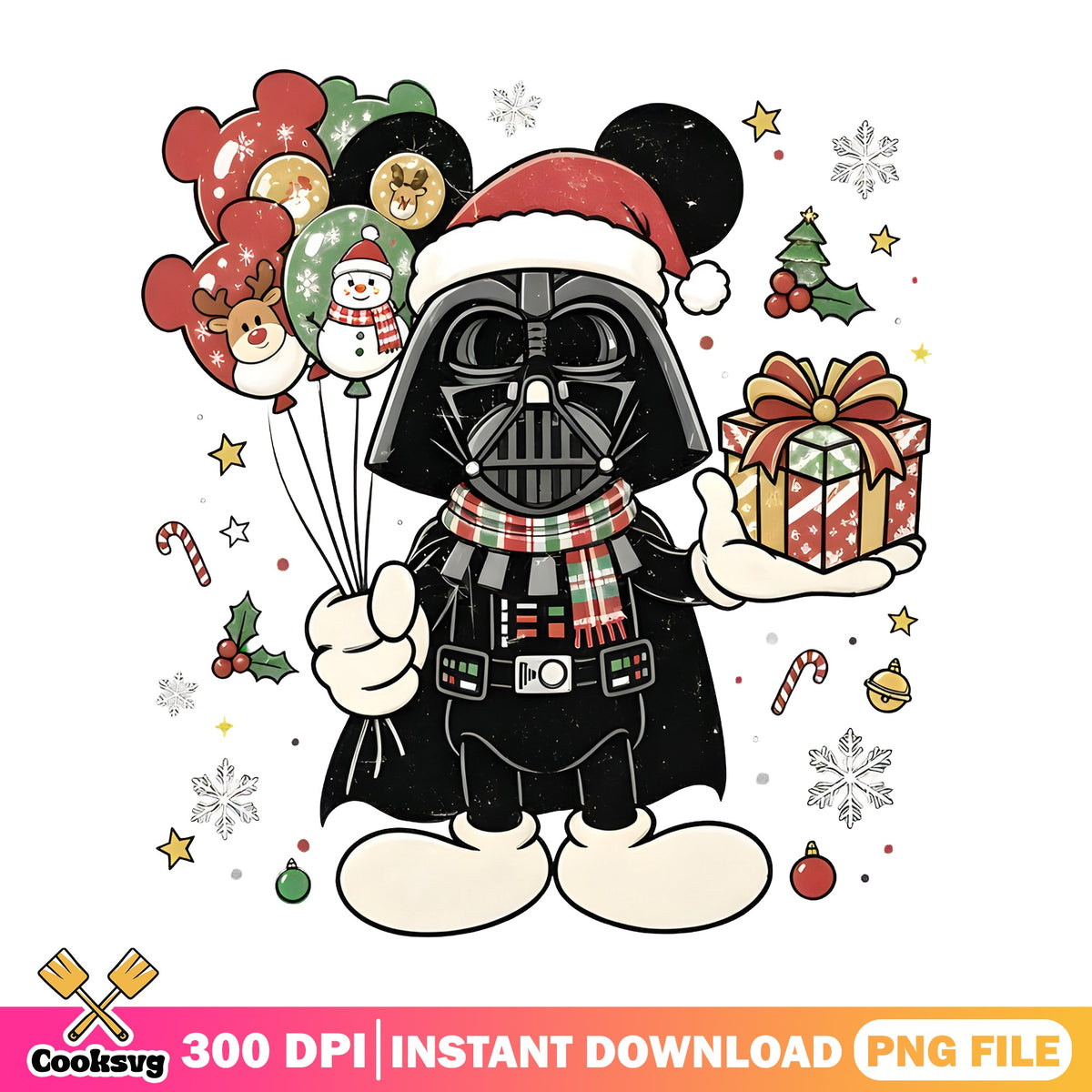 Darth Vader Mickey Ears PNG, Vader Santa Hat PNG, Star Wars Xmas PNG