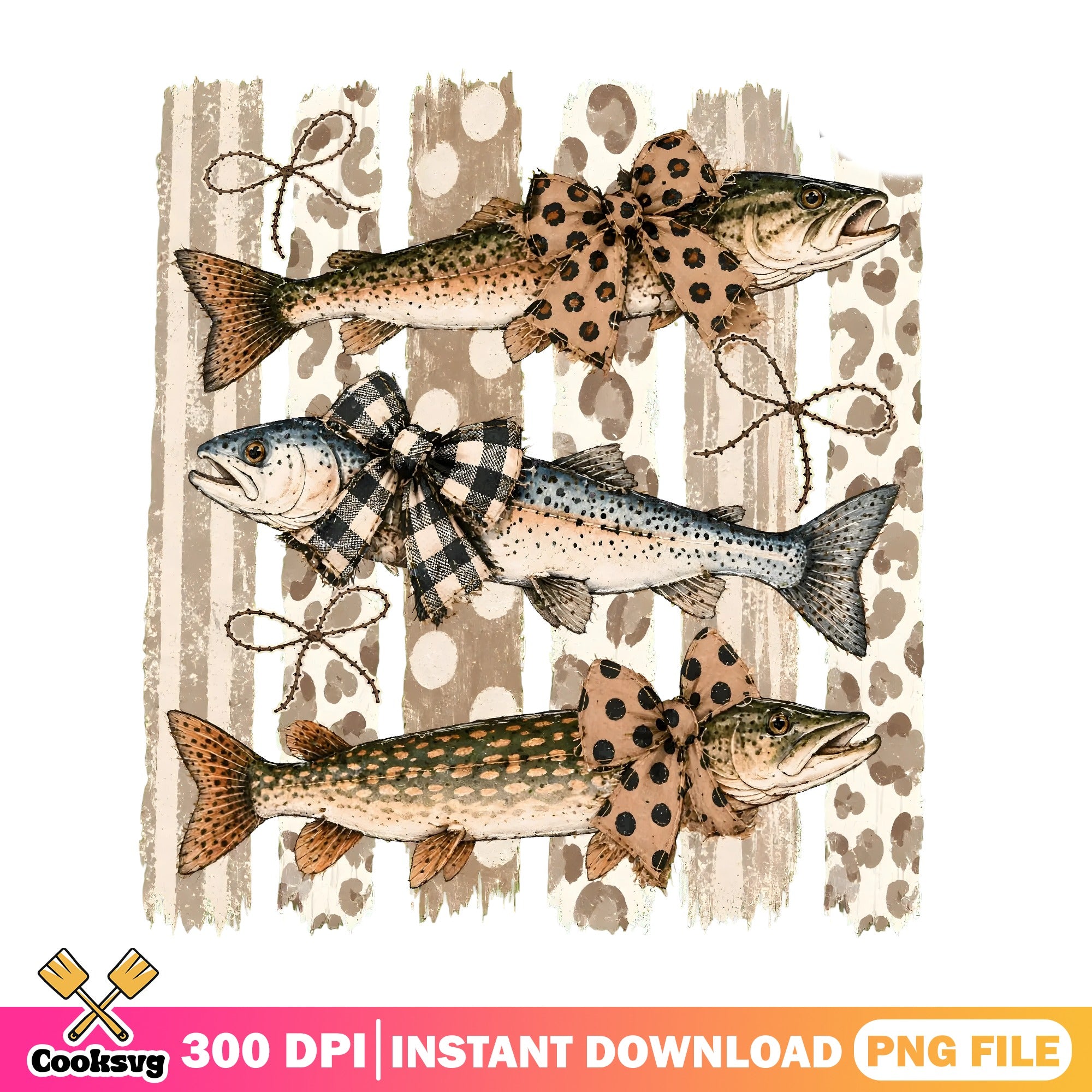 Coquette Fishing Bows PNG, Leopard Bow Fish PNG, Freshwater Fish PNG ...