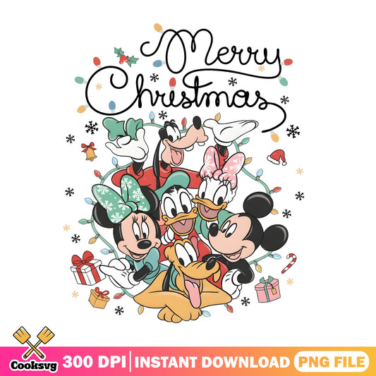 Merry Christmas Disney Friends PNG, Mickey Minnie PNG, Goofy Pluto PNG