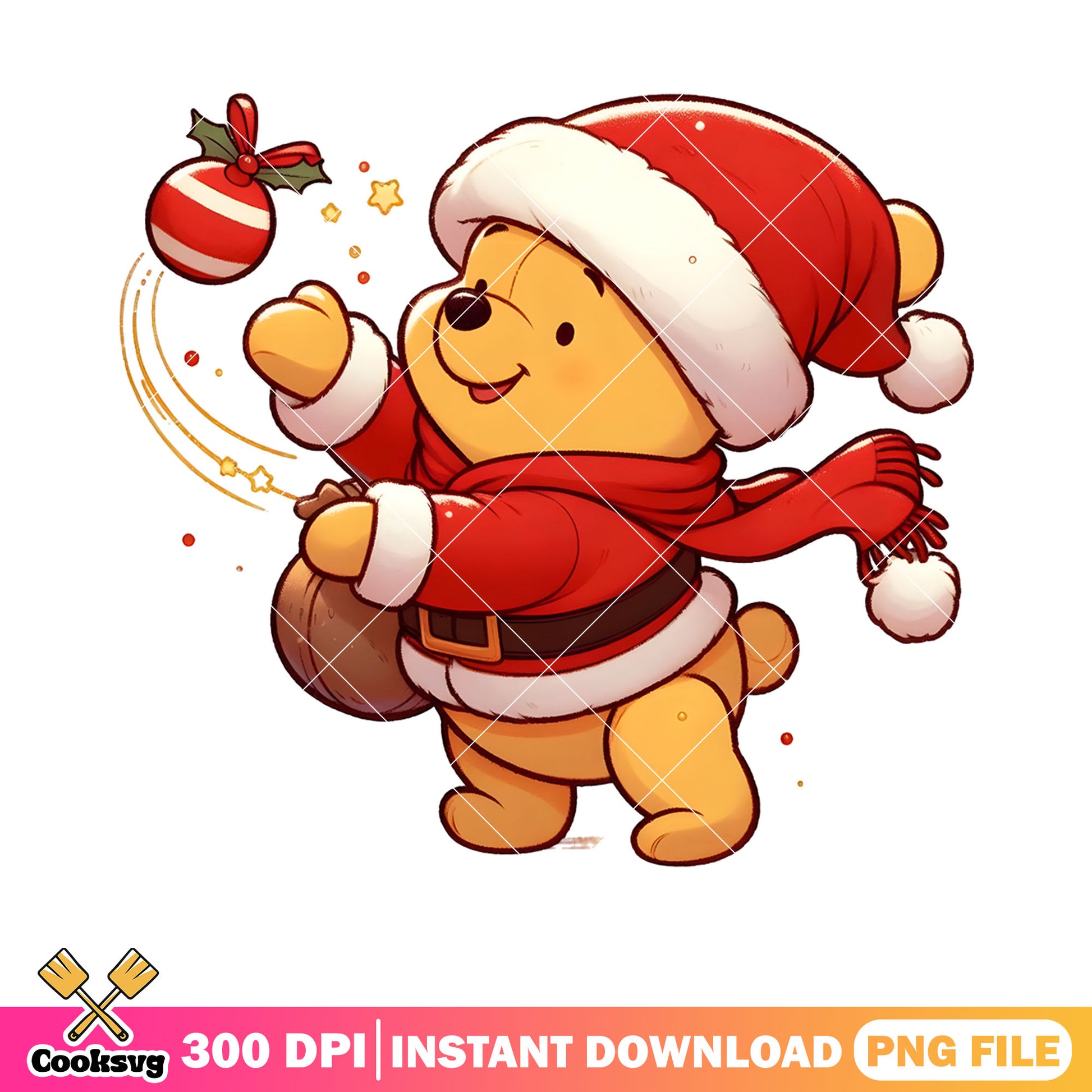 winnie the pooh christmas blanket​ png, gift bag png, pooh cute png